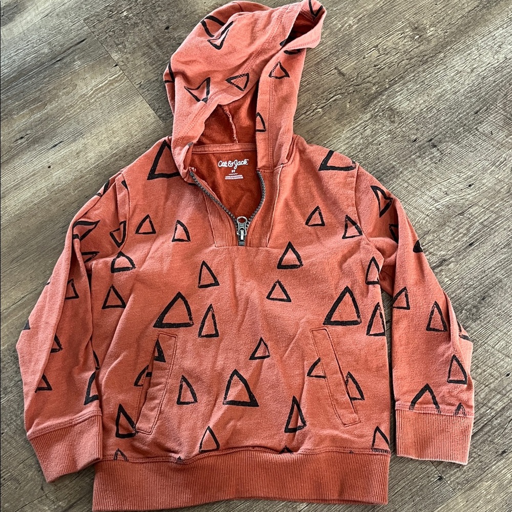Cat & Jack Rust Kids Hoodie with Triangle Pattern